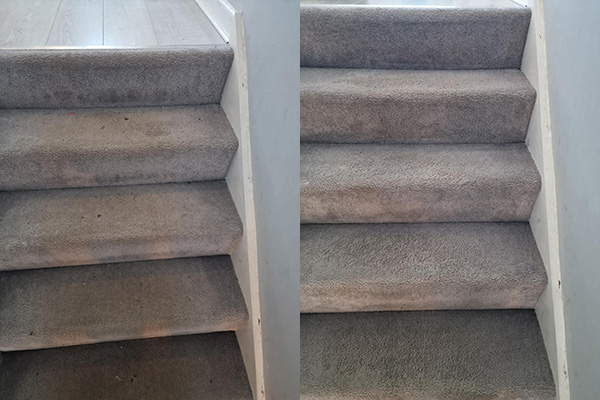Stairs carpet cleaning - before and after